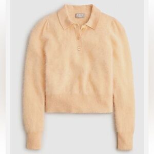 J. Crew Brushed Cashmere Sweater Polo Color HTHR Pale Corn Size XS, NWOT